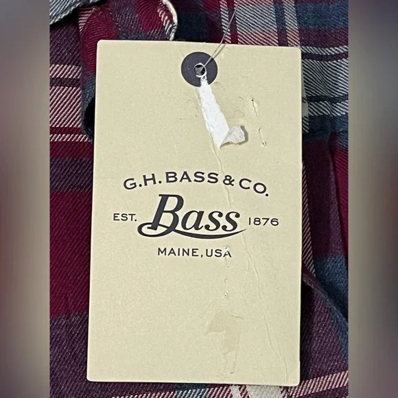 G.H.‎ Bass & Co. Lightweight Plaid Long Sleeved Shirt Medium Roll Tab Sleeve NWT - Picture 5 of 10